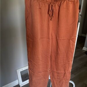 H&M Women's Drawstring Trousers in Rust Orange